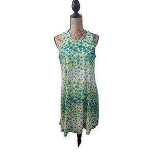 Calvin Klein Sz 10 Sleeveless Shift Dress, Summer Floral, Green